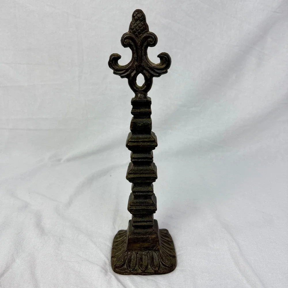 Cast Iron Fleur De Lis‎ Finial Statue Bookend Shelf Decor Accent Piece